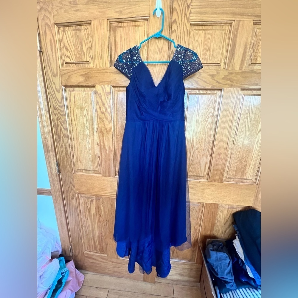 JJ's House - Elegant & Formal Navy Blue Hi Low Dress - Picture 9 of 15
